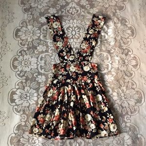 Floral Print Chandelier Suspenders Skirt